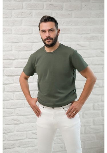 Paul Martin Slimfit Fit Bisiklet Yaka Rayon Kumaş Full Likralı T-shirt Yeşil