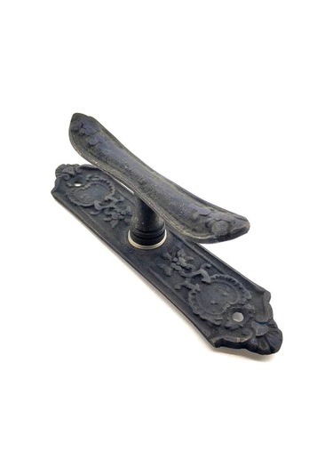 Antika Tarz Dekoratif Pirinç Çiçekli Pencere Kolu - 165x38 Mm, Oksit