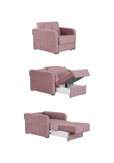 Kilim Mobilya Adonis Tekli Refakatçi Koltuğu Tek Kişilik Yatak Olabilen Koltuk Pembe