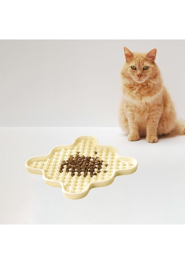 Suntek Köpek Yavaş Besleme Kabı Taşınabilir Evcil Beyaz