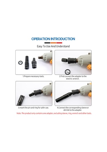 Geeksen 1/2 İnç Elektrikli Somun Kalemi Adaptörü 360 Dönüşlü Karbon Çelik Açık Açı Uygun