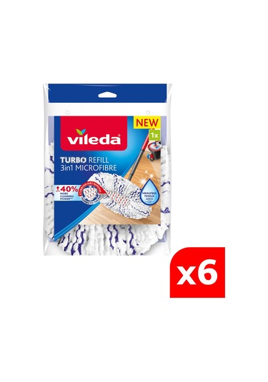 Vileda Vld0000000432 6 Paket Turbo 3in1 Extra Pedli Mikrofiber Yedek Paspas Vileda