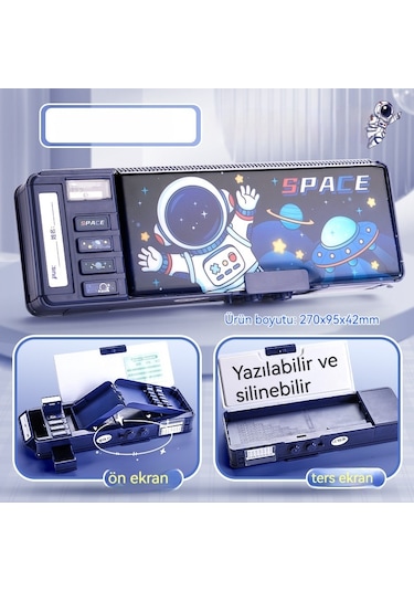 Çok Fonksiyonlu Kırtasiye Kutusu Erkek Çocuk Çocuk Şifre Kilidi Kalem Kutusu Oyuncak Kutusu Öğrenci-mavi