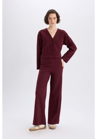 DeFacto 2'li Takım V Yaka Düğmeli Hırka Esnek Belli Geniş Paça Pantolon E9859AX24WNBR34