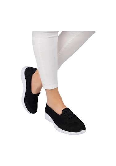 Kadın Fileli Yazlık Spor Babet Siyah - Beyaz