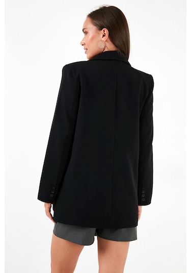 Lela Relaxed Fit Mono Yaka Cepli Blazer Bayan Ceket 611Bc00132 Siyah