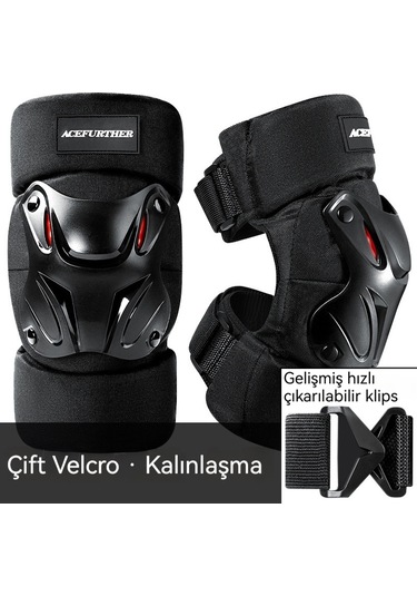 Lokomotif Diz Pedleri Dirsek Rüzgar Geçirmez Sıcak Koruyucu Motosiklet Açık Bacak Pedleri Koyu Mavi - Siyah