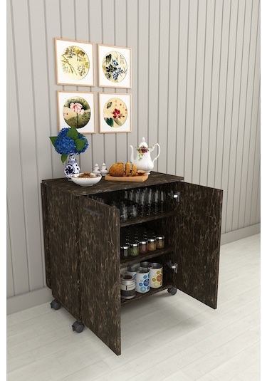 Asra Trend %100 Mdflam 105cm Mutfak Adası Yemek Masası Kahve Köşesi Ma-01 Siyah Taş siyah