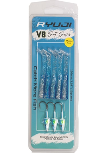 Ryuji V8 Salt 10cm 10gr Silikon Yem Renk : Blue Glitter