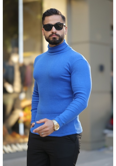 Ribac 3'lü Paket Erkek Boğazlı Balıkçı Triko Kazak Siyah-indigo-bej Çok Renkli