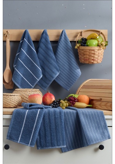 6 Lı El Yüz Mutfak Havlusu Seti Sophia 30 X 50 Cm Lacivert