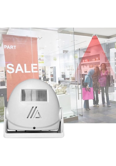 Geeksen Kablosuz Kapı Zili - Hareket Sensörlü, 3 Modlu, 8 Metre Algılama, 80db Sesli Beyaz