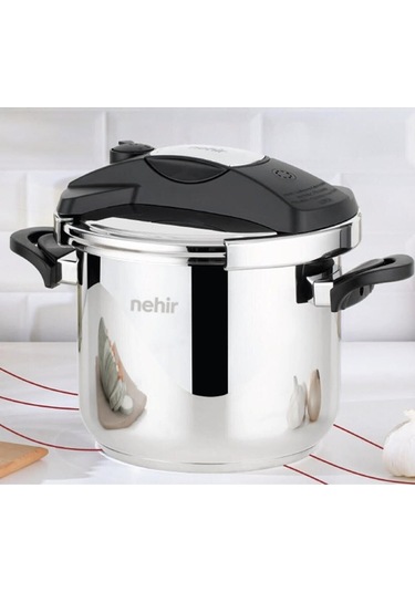 Nehir Silver Matik 5 Lt Düdüklü Tencere Paslanmaz Çelik Pratik Kapaklı