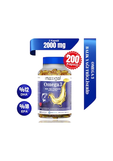 Maxigal Omega-3 Balık Yağı 200 Kapsül