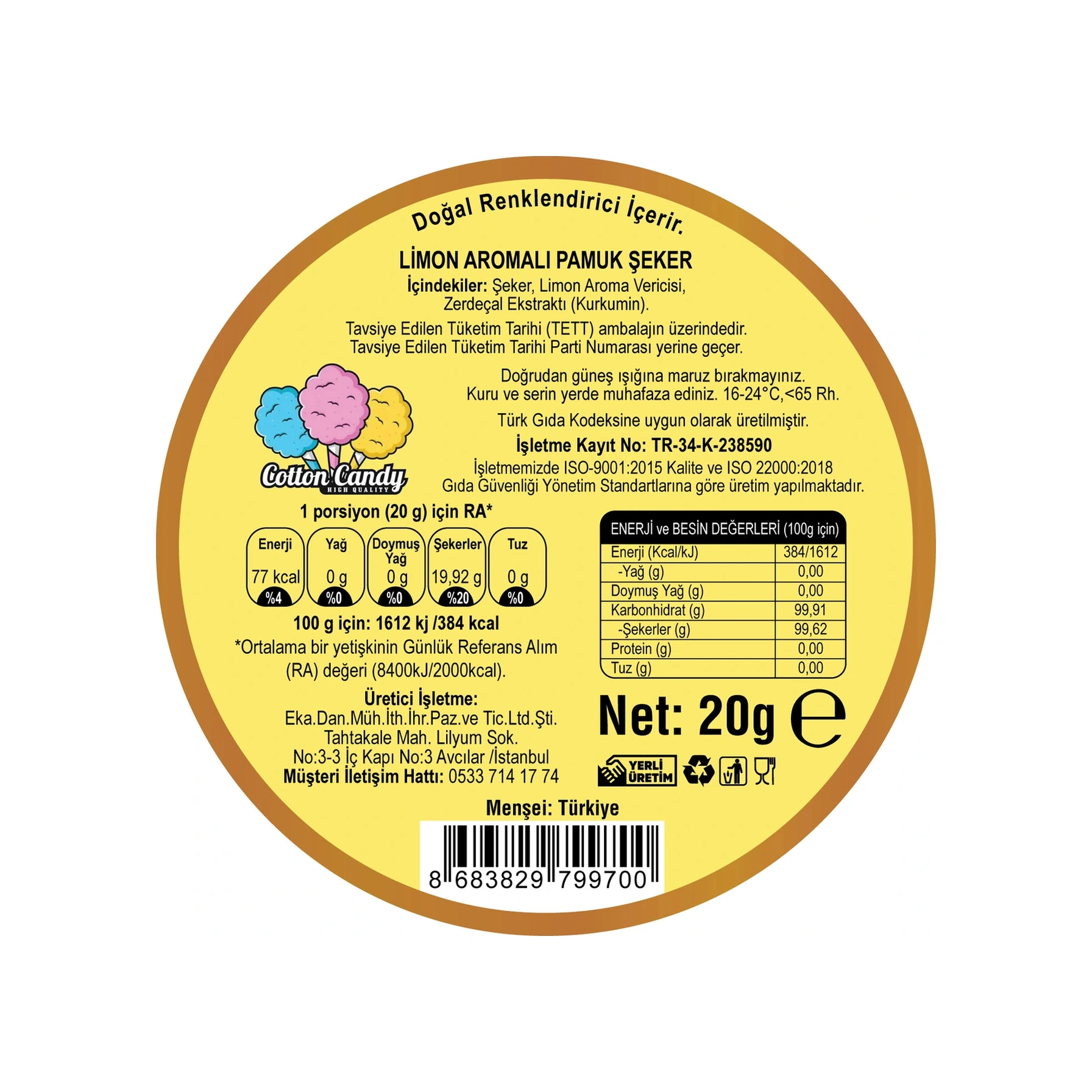 Karpuz, Limon, Mango Aromalı 3'lü Gurme Pamuk Şekerler