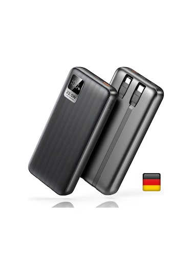 Woyax Dahili Type-C ve Lightning Kablolu 10000mAh Powerbank 22.5W Hızlı Led Ekranlı Taşınabilir Şarj Cihazı
