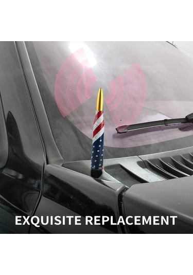 Leezsing Altın Renkli Metal Araç Anten Modifiye Kiti - 140mm Evrensel Kurşun Başlık Tasarım