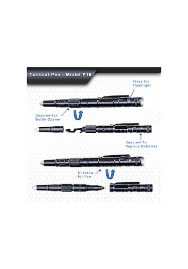 Dolıty Taktik Kalem El Kamp Yürüyüş Feneri Yedekler Penlight Siyah