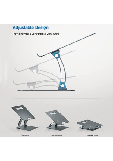 Ebitda Alüminyum Ayarlanabilir Isı Standı, 16'' Dizüstü Bilgisayar İçin Dayanıklı Masaüstü Braketi