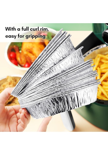 Youmex Hava Fritözü Foil Tepsileri, 50 Adet 9 İnç Derin Tabak, Yemek Yağsızlığı Sağlar, Fırın Uyumlu, Isıya Dayanıklı, Yıkama Gerektirmeyen Pişirme Aletleri Çok Renkli