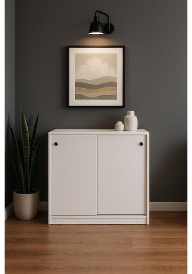 Sürgü Kapaklı Çok Amaçlı Dolap&ayakkabılık Beyaz