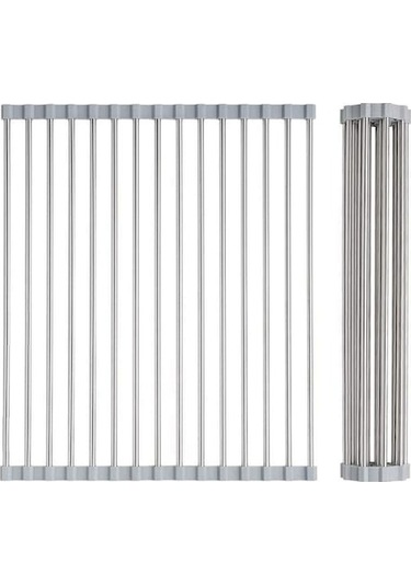 Katlanabilir 304 Paslanmaz Çelik + Silikon Lavabo Sulama Rafı, Yemek Takımı-meyve Sulandırıcı, Isıya Dayanıklı, Çok Amaçlı Mutfak Organizerı 15 Boru Gri Gri