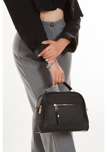 Kadın Günlük Siyah Vizon Omuz Çantası 2 Adet Siyah - Vizon