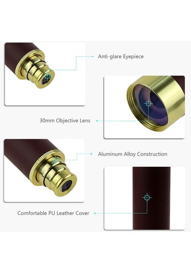 Wezone 25x30 Metal Gömlek Tipi Monoküler Teleskop, Bak4 Prisma, Mavi Anti-reflektif Kaplama, Gündüz/gece Net Görüş, Taşınması Kolay - Hediyelik