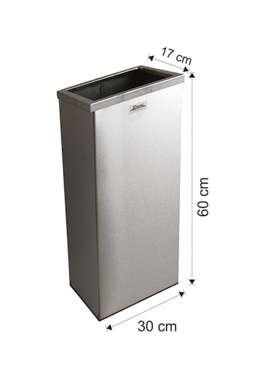 Paslanmaz Çöp Kovası Çemberli Dikdörtgen 30 Litre