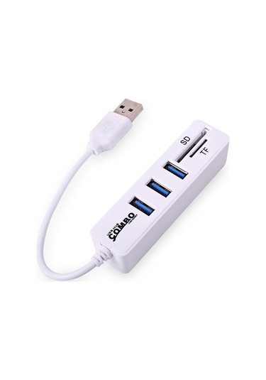 Konesam Beyaz Usb 2.0 5 Port Hub İle Sd/tf Kart Okuyucu - 480 Mbps Hızlı Veri Transferi, Plug & Play, Taşınabilir