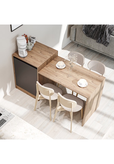 Milano Bar Masası Dolaplı Yüksek Mutfak Yemek Masası