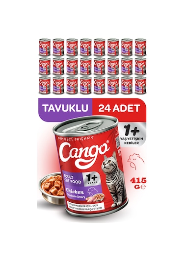 Cango Yetişkin Yaş Kedi Maması Tavuklu 415gr 24lü