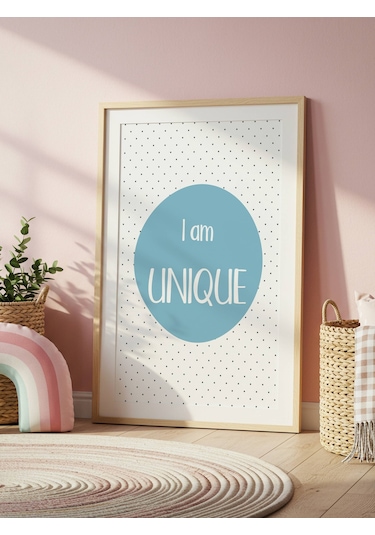 I Am Unique Dijital Baskı Poster Mavi Çerçevesiz
