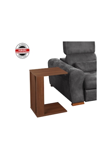 Single C Yan Servis Sehpa Nil Cevizi / Tekerlekli Laptop Sehpa