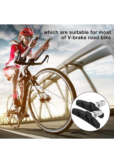 Ebitda 2 Çift Sessiz V-fren Bisiklet Fren Pabuçları Siyah, Kavisli Tasarım, Aşınma Dayanıklı Siyah