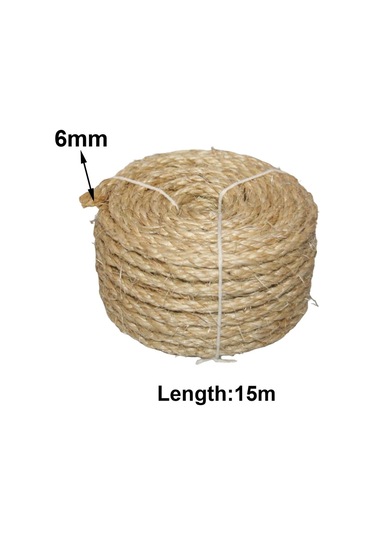 Magideal Suntek Bükülmüş Sisal Halat Kedi Tırmalama Direği 6 MM 15 Mt