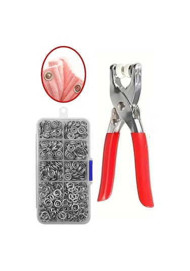 200 Adet Paslanmaz Çelik Çıtçıt Ve Pense Seti Metal Çıt Çıt Makinesi