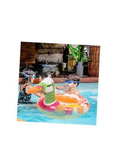 Pembe Çocuk Yüzme Teknesi Şişme Hayvan Bebek Şamandıra Çocuklar Açık Sarı