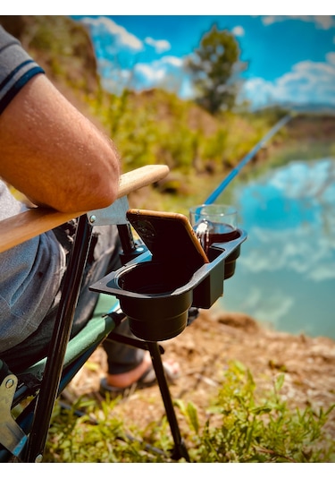 Bardak Tutucu. Bardaklık. Kamp Sandalyesi Aparatı. Siyah Renk Siyah