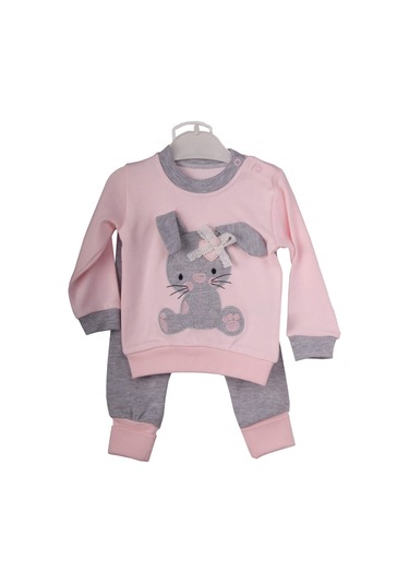 Düğmali Tavşan İkili Takım Pembe