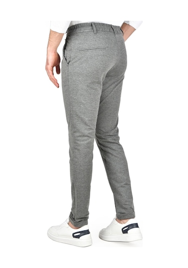 Deepsea Erkek Gri Beli Lastikli Slim Fit Likralı Duble Paça Penye Spor Pantolon 2502385 Gri