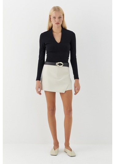 V Yaka Uzun Kollu Body Siyah Siyah