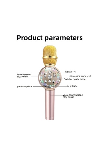 K2 Bluetooth 5.0 Karaoke Canlı Renkli Işıklar Kablosuz Bluetooth Mikrofon