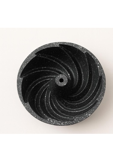 2 Li Granıt Dokum Mını Ruzgar Gulu Desenli Kek Kalıbı-110 Mm Siyah
