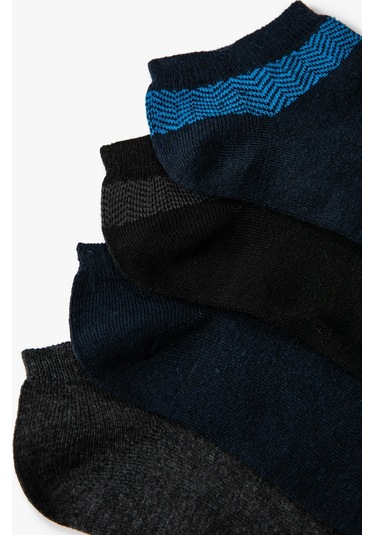 Koton 4'lü Patik Çorap Seti Geometrik Desenli Lacivert 4wam80049aa 4WAM80049AA616 Lacivert - Mavi