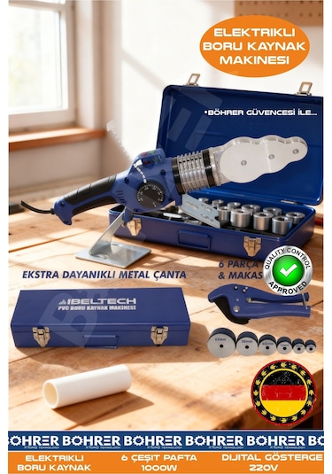 Böhrer Ba011299 1000w 6 Çeşit Paftalı Dijital Göstegeli 220v Elektrikli Boru Kaynak Makinesi