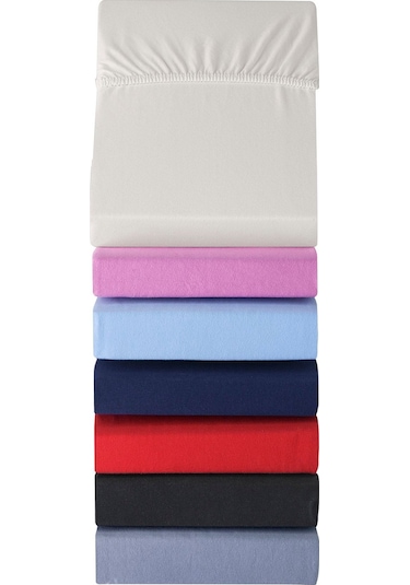 Penye Lastikli Çarşaf, Tek Kişilik , Kırmızı, Pamuk-elastan Örme Kumaş, 230 Gr/m² Kırmızı