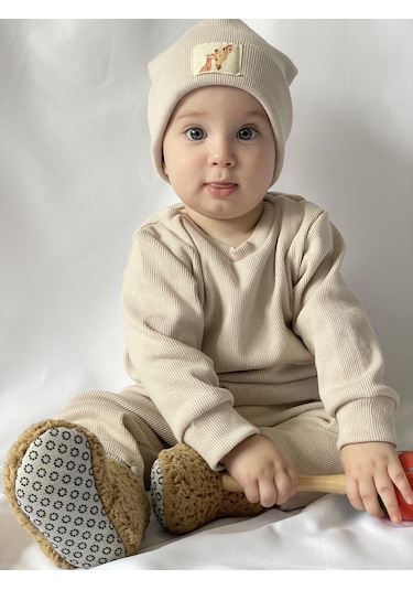 MiaBaby Bereli Üçlü Takım 001 Bej