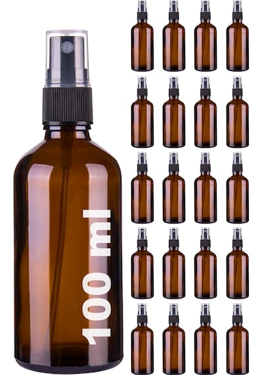 Afracam Amber 100 Ml Kapaklı Sprey Dezenfektan Cam Şişe 20 Adet Siyah