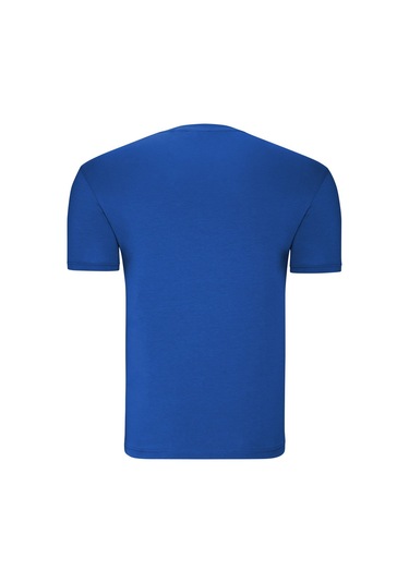 T8568 Dewberry V Yaka Erkek T-shırt-açık Sax Açık Sax